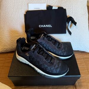 CHANEL Black Quilted Sneakers
